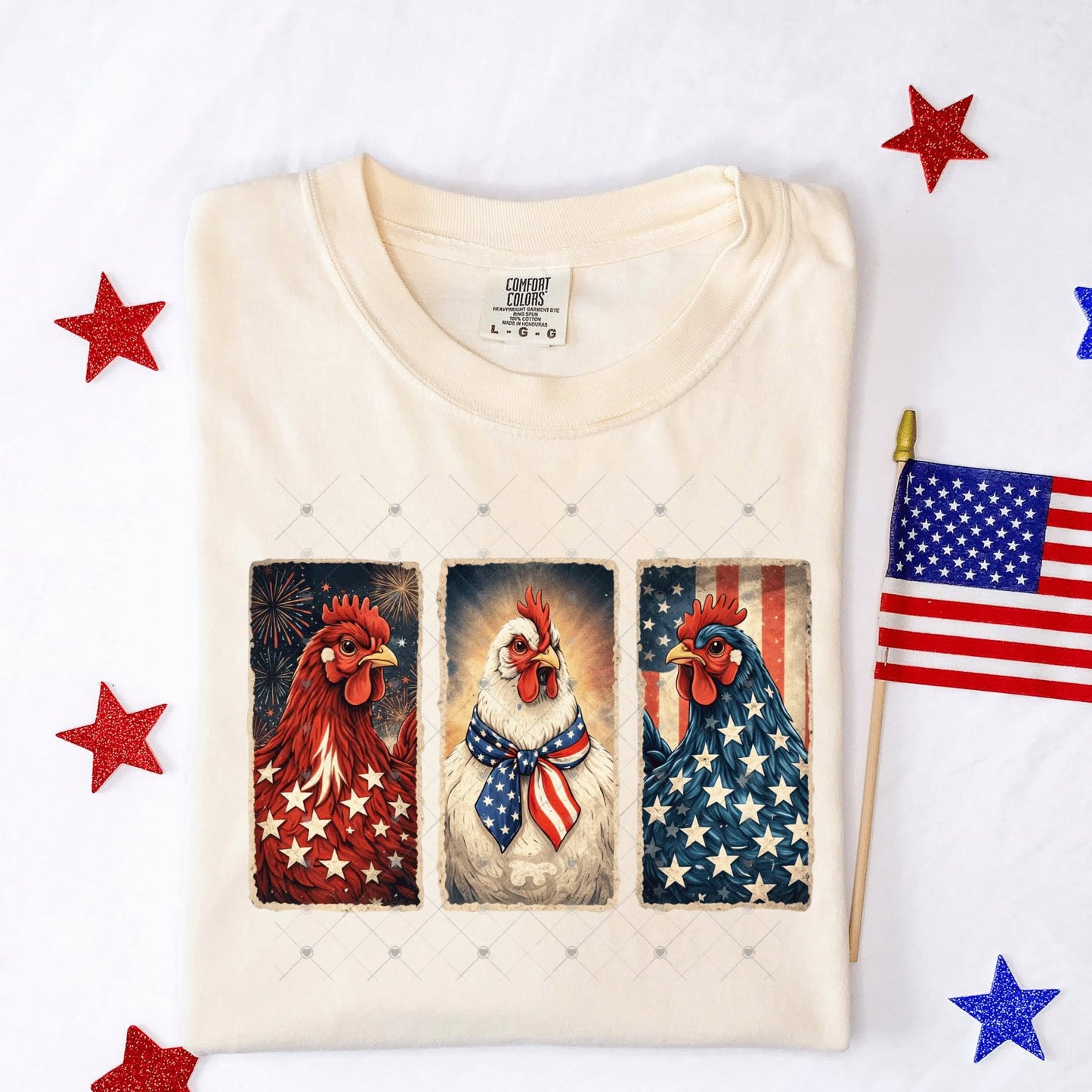 Fourth of July with this adorable patriotic chicken  tee